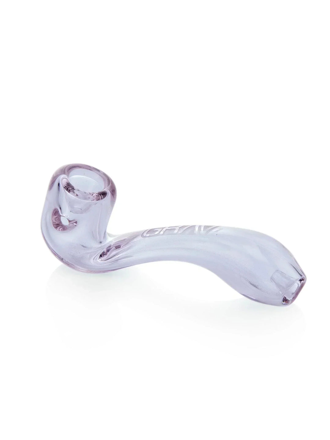 Grav - Mini Classic Sherlock in light purple borosilicate glass, compact pipe with crimped stem for smooth flower smoking experience.