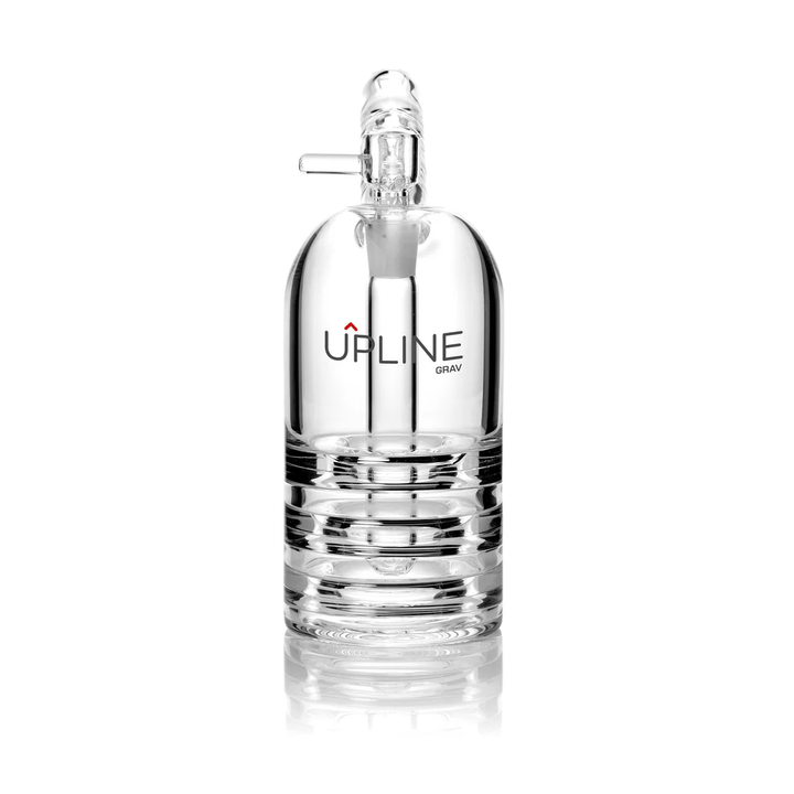 GRAV Upline Upright Bubbler — front view of the 9-inch borosilicate water pipe on 75mm tubing with 14mm female joint and included Octobowl