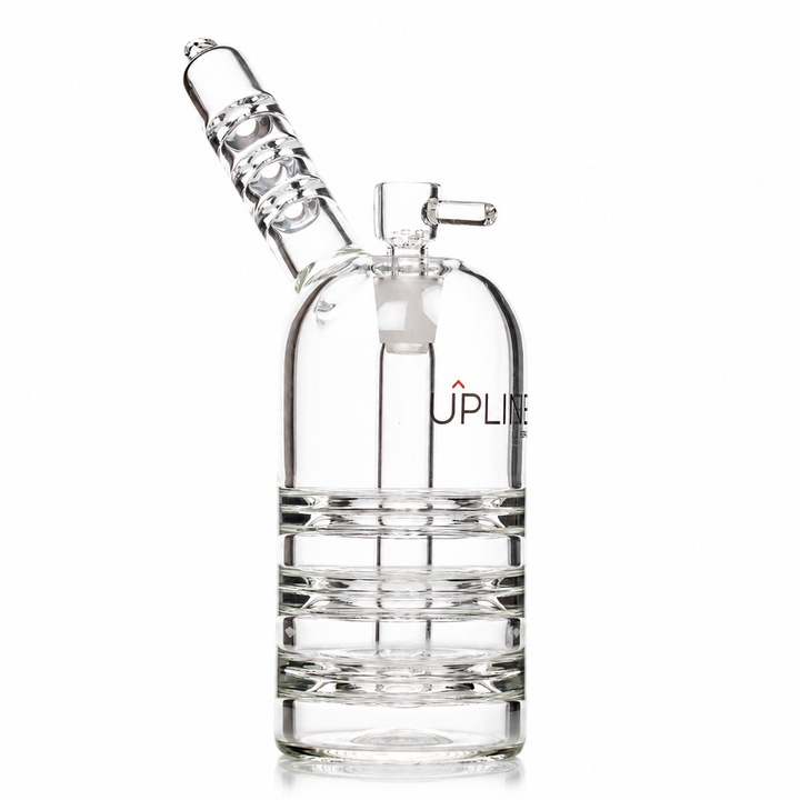 GRAV Upline Upright Bubbler — side angle view showing the internal ladder percolator restrictions and fixed fission downstem