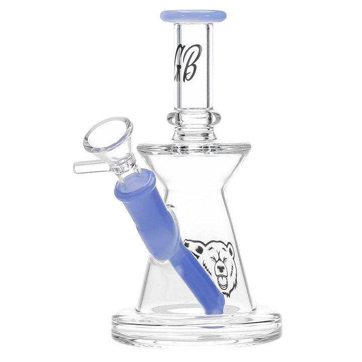 Green Bear Glass Hour Glass Rig — hourglass-shaped dab rig, alternate angle