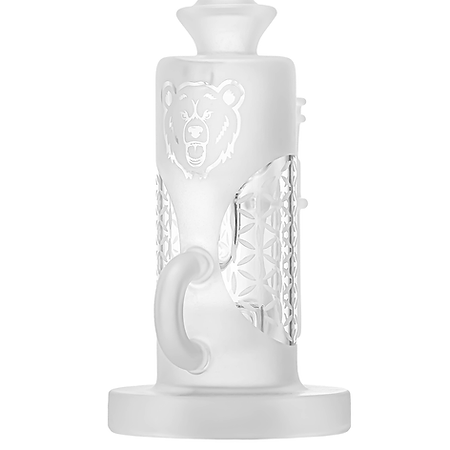 Green Bear Glass Seed Cycler — Sandblast finish recycler dab rig, side profile