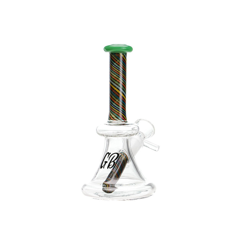Green Bear Glass Striped Bell Mini Beaker Jade Green — alternate angle of the mini beaker
