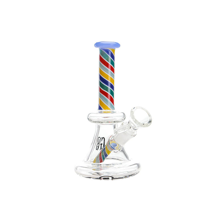 Green Bear Glass Striped Bell Mini Beaker Rainbow — alternate angle of the mini beaker