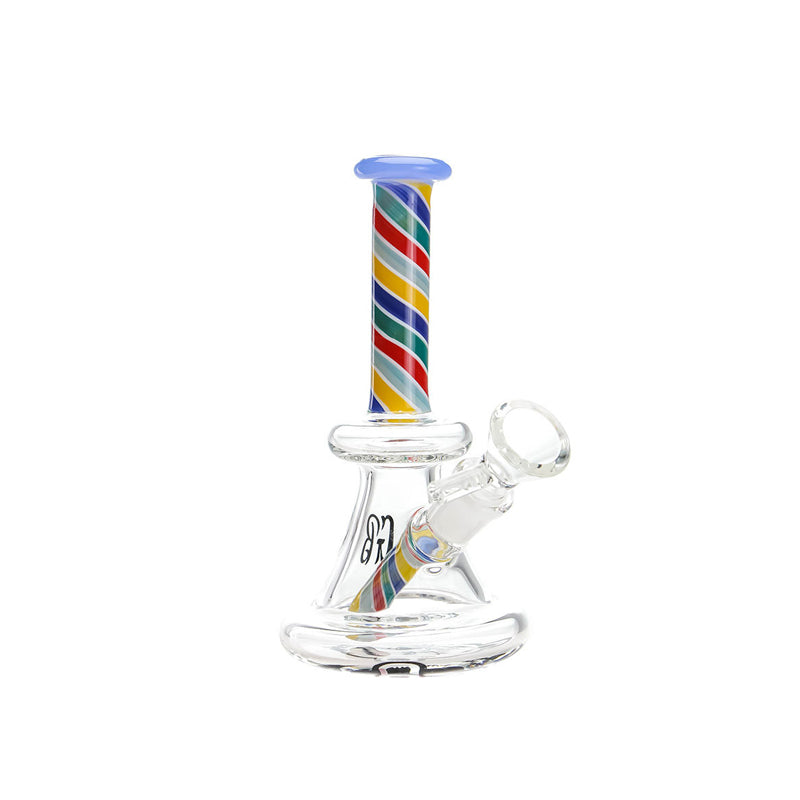 Green Bear Glass Striped Bell Mini Beaker Rainbow — alternate angle of the mini beaker