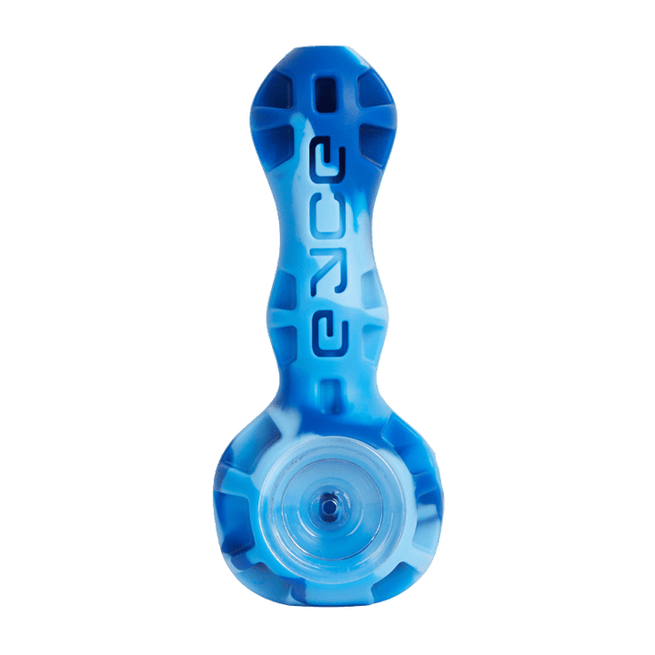 Eyce - Silicone Spoon in blue and white color mix, compact and heat-resistant silicone pipe for everyday smoking convenience.