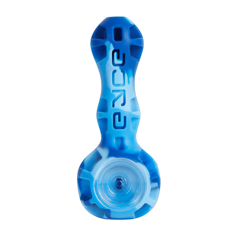 Eyce - Silicone Spoon in blue and white color mix, compact and heat-resistant silicone pipe for everyday smoking convenience.