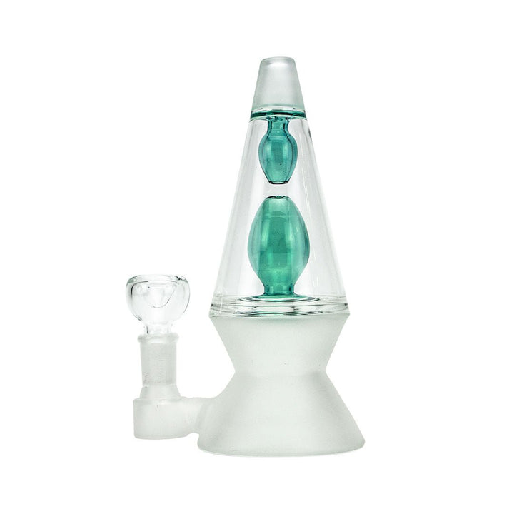 Hemper 70's Bong XL in teal, a glass lava lamp water pipe with a frosted base
