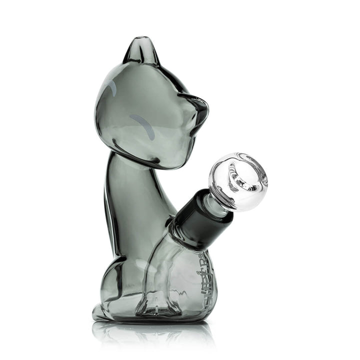 Hemper Alley Cats bong in three quarter view in smoke grey glass
