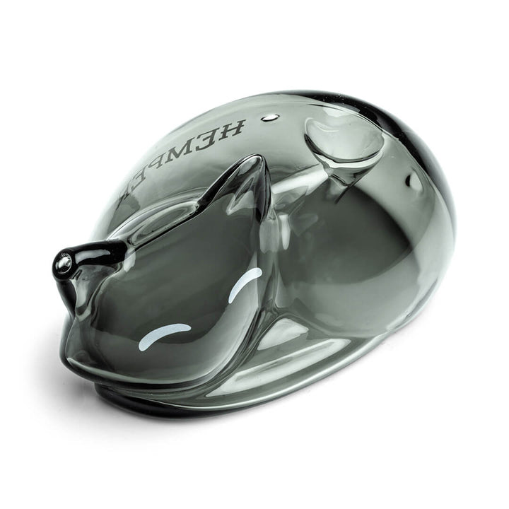 Hemper Alley Cats Hand Pipe – angled top view showing the integrated bowl in the cat's body.