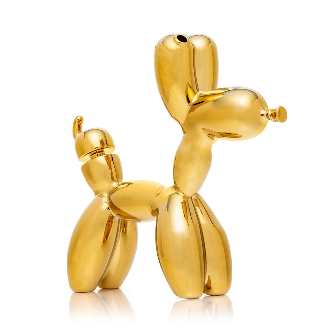 Hemper Balloon Dog XL Bong angled from the front right, showing how the gold electroplate catches the light