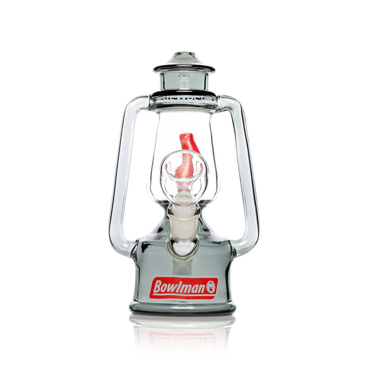 Hemper Bowlman Lantern bong, smoke glass camping lantern with a red flame inside