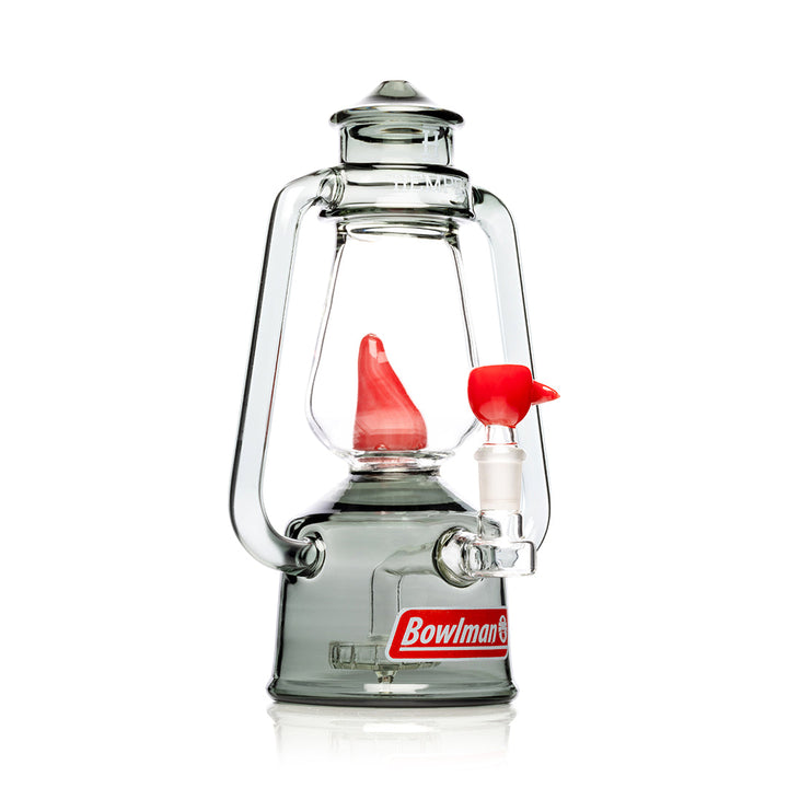 Hemper Bowlman Lantern XL bong at an angle showing the lantern cage and bowl