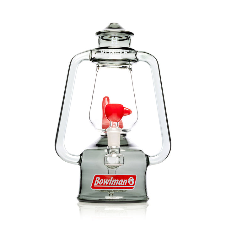 Hemper Bowlman Lantern XL bong in smoke glass with the red flame detail