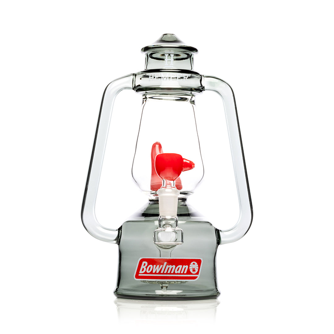 Hemper Bowlman Lantern XL bong in smoke glass with the red flame detail