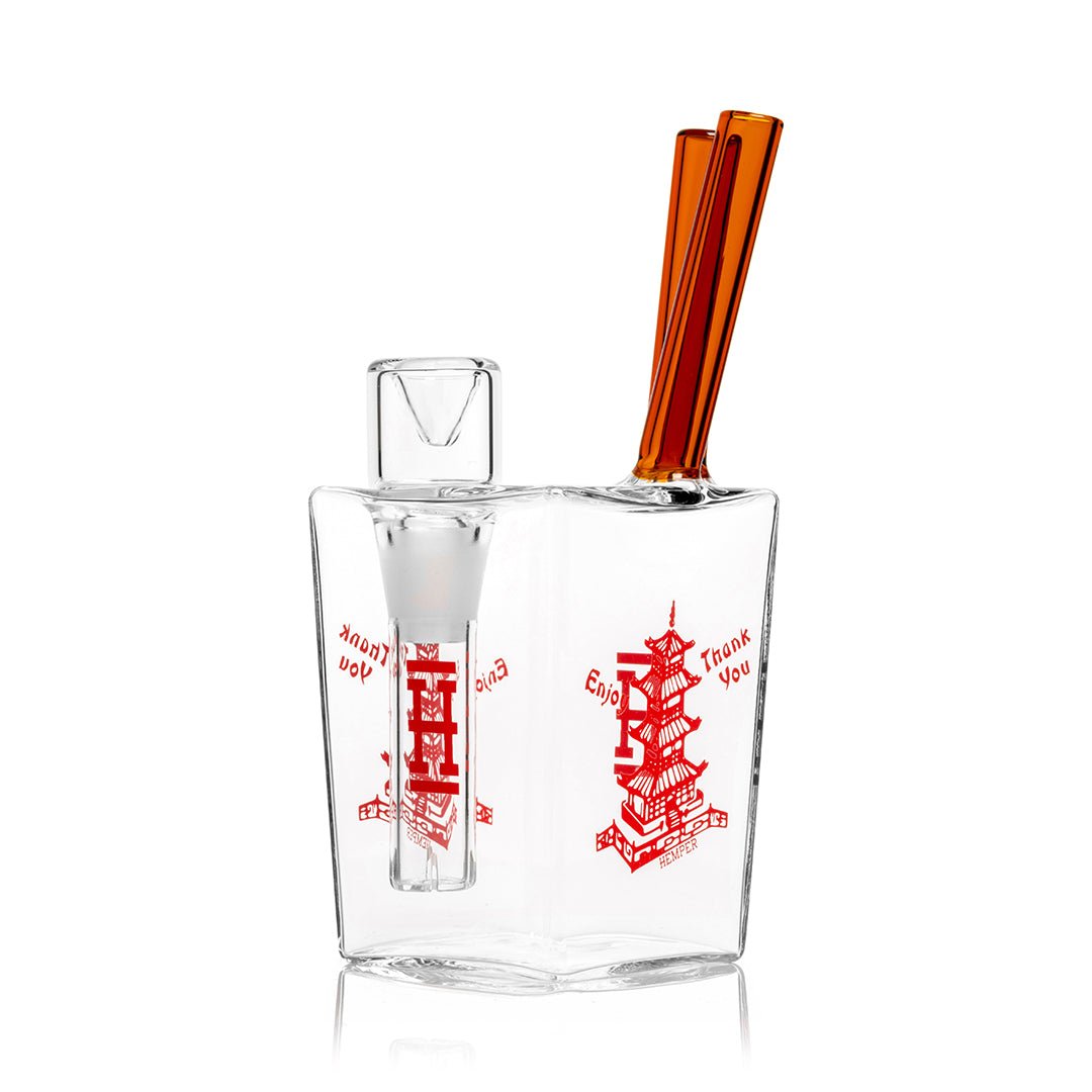Hemper Chinese Takeout bong with the glass bowl removed, percolator in view