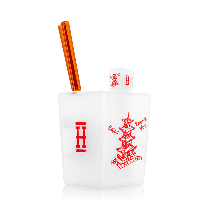 Hemper Chinese Takeout XL bong from the side showing the red Hemper mark