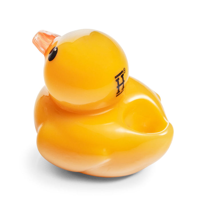 Hemper Ducky Hand Pipe from the top left, looking down into the bowl of the 3-inch borosilicate duck pipe