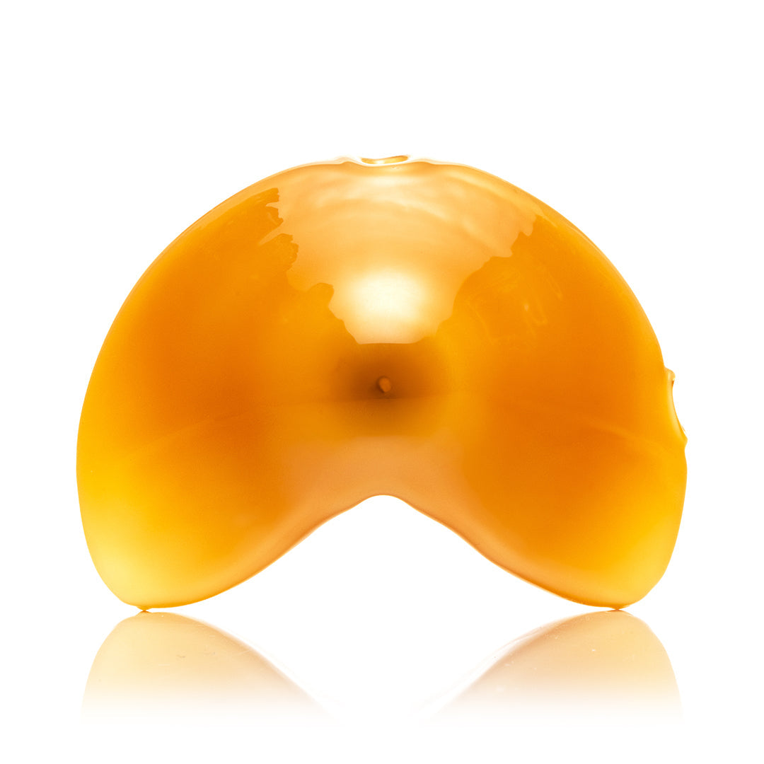 Hemper Fortune Cookie Hand Pipe, bottom view of the flat resting side.