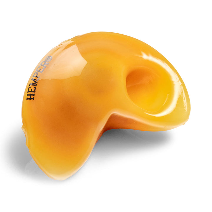 Hemper Fortune Cookie Hand Pipe laying flat, showing the 3-inch scale.