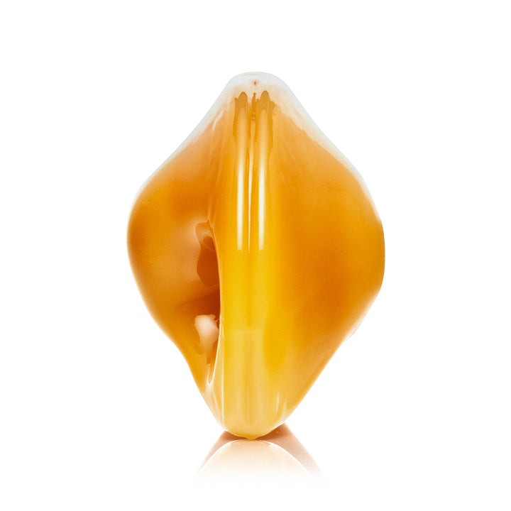Hemper Fortune Cookie Hand Pipe, side view showing the bowl end.
