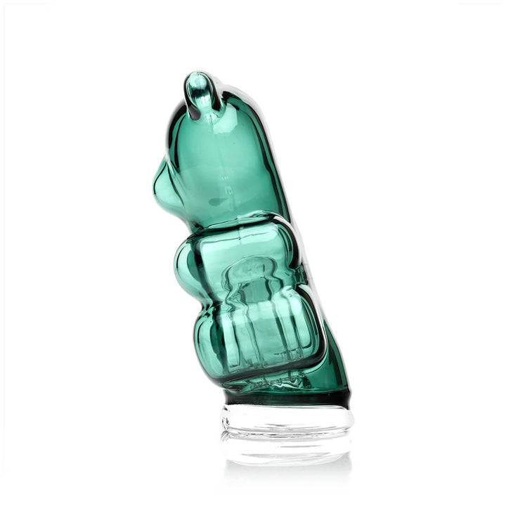 Hemper Gummy Bear Peak Top from the left side, showing the depth of the sculpted glass body