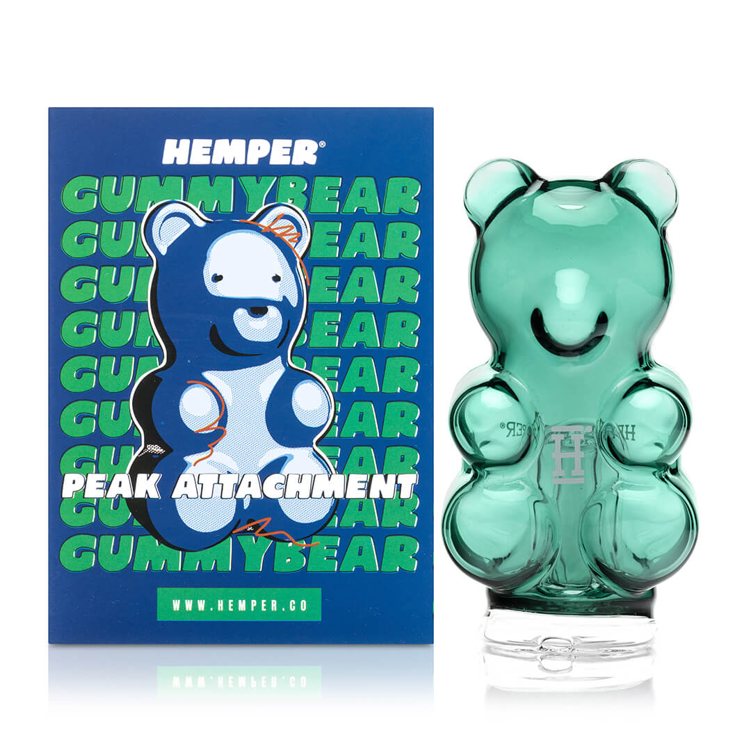 Hemper Gummy Bear Peak Top shown beside its Hemper retail box