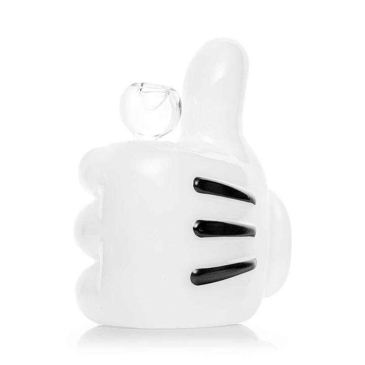 Hemper High Jinx Cartoon bong at an angle showing the clear glass bowl