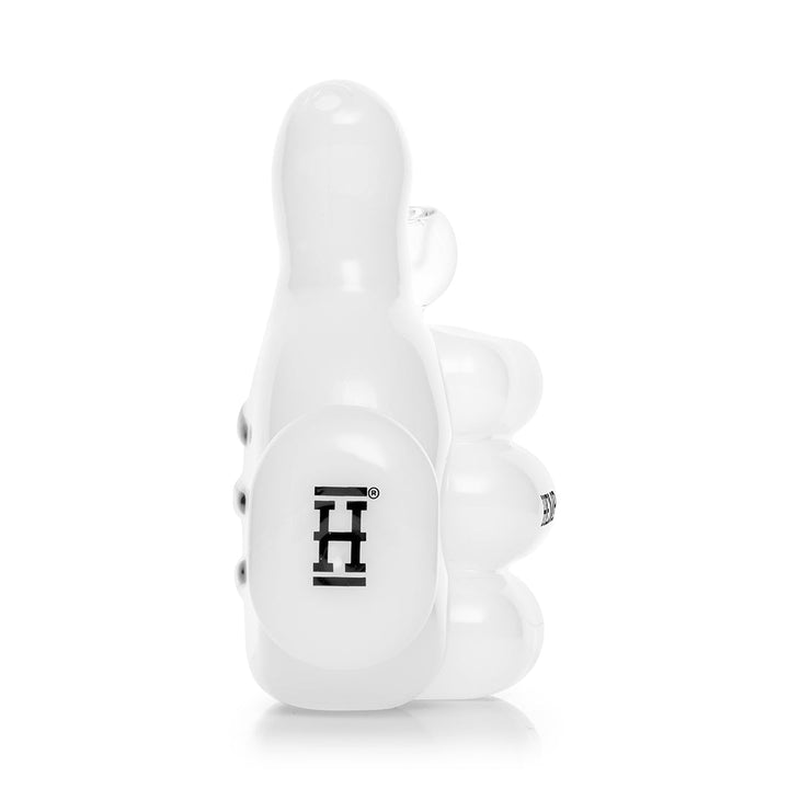 Hemper High Jinx Cartoon bong from the side showing the thumb and downstem