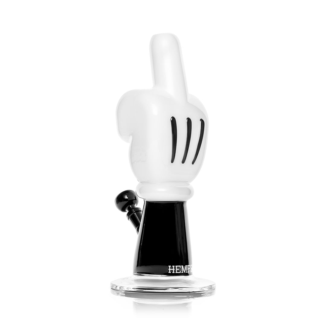 Hemper High Jinx Cartoon XL bong at an angle showing the bowl and downstem