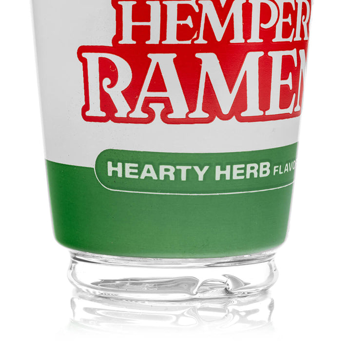 Close detail of the Hemper Ramen print on the Peak Top glass