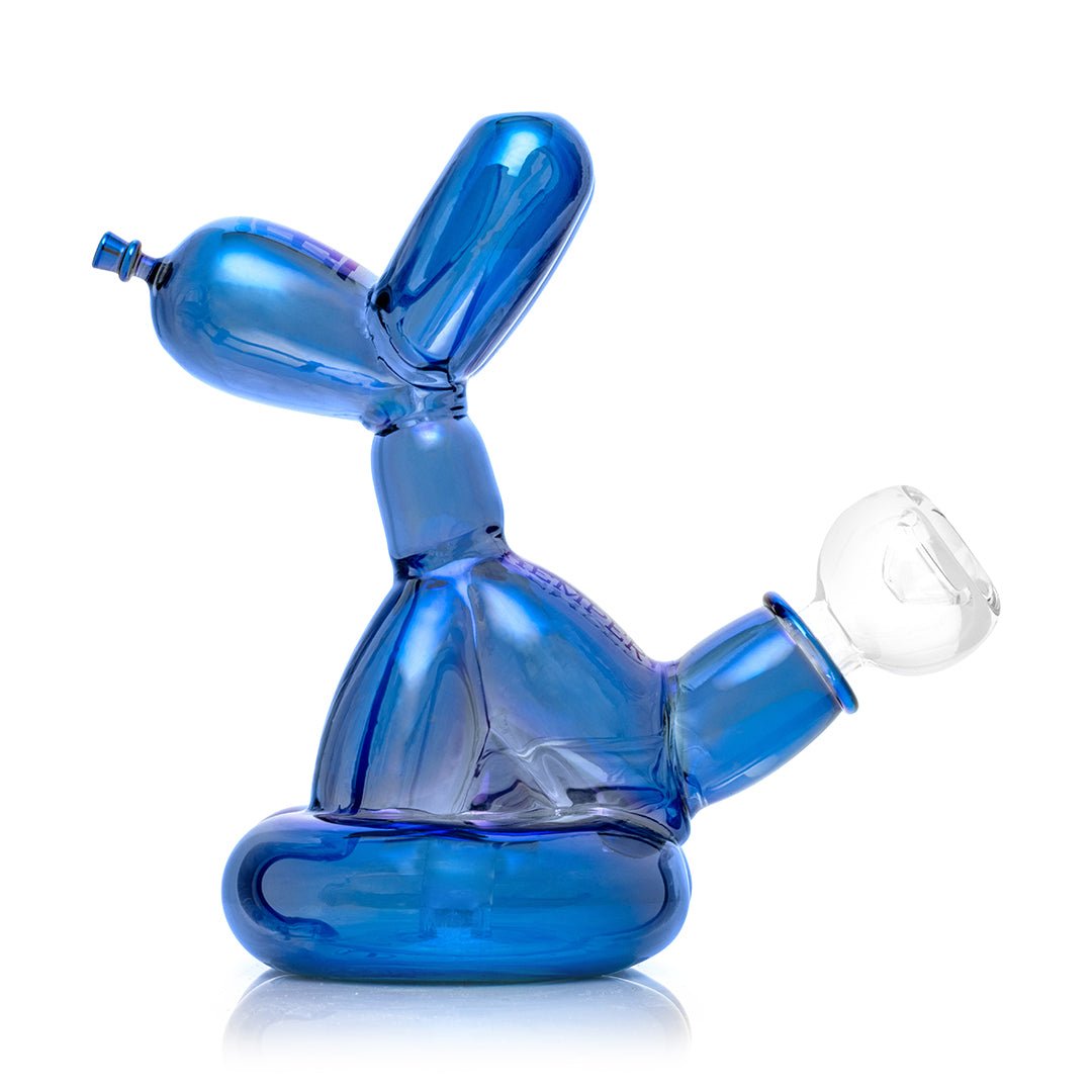 Hemper Sitting Balloon Dog Bong from the left side, showing the full 5.5-inch height and the ear that serves as the mouthpiece