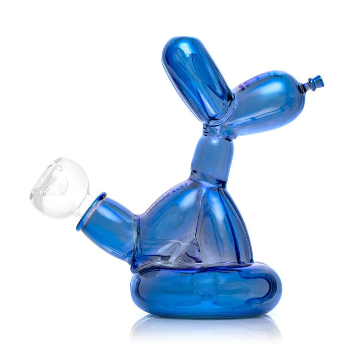 Hemper Sitting Balloon Dog Bong from the right side, showing the 14mm bowl seated in the tail joint