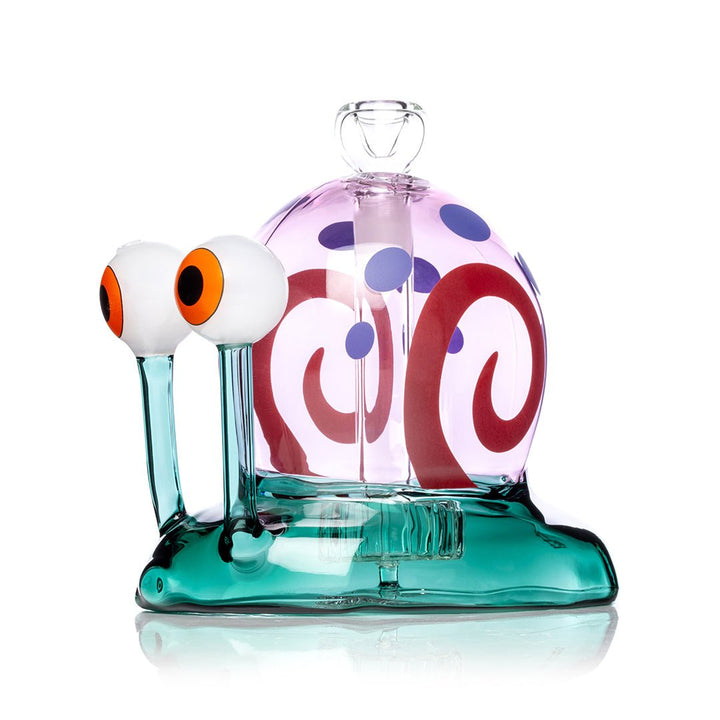 Hemper Snail XL bong at an angle showing the shell swirl and eye stalks