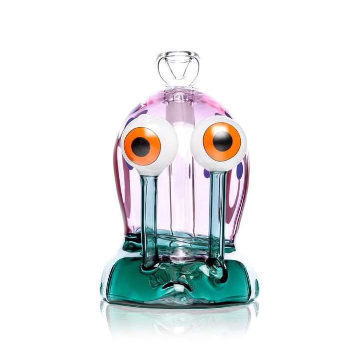 Hemper Snail XL bong head on, showing both orange glass eye stalks