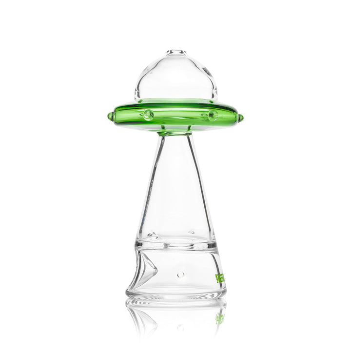 Hemper UFO Vortex hand pipe at an angle showing the clear vortex chamber