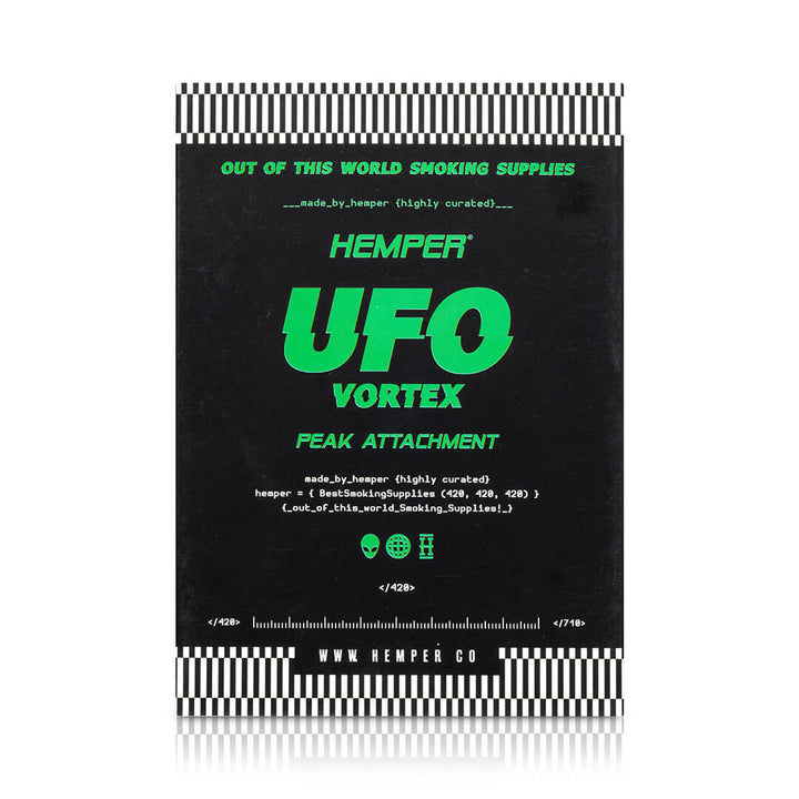 Front of the Hemper retail packaging for the UFO Vortex Peak Top