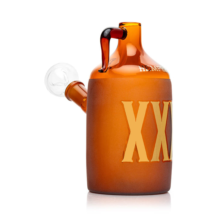 Hemper Wild West Moonshine bong at an angle showing the clear glass bowl