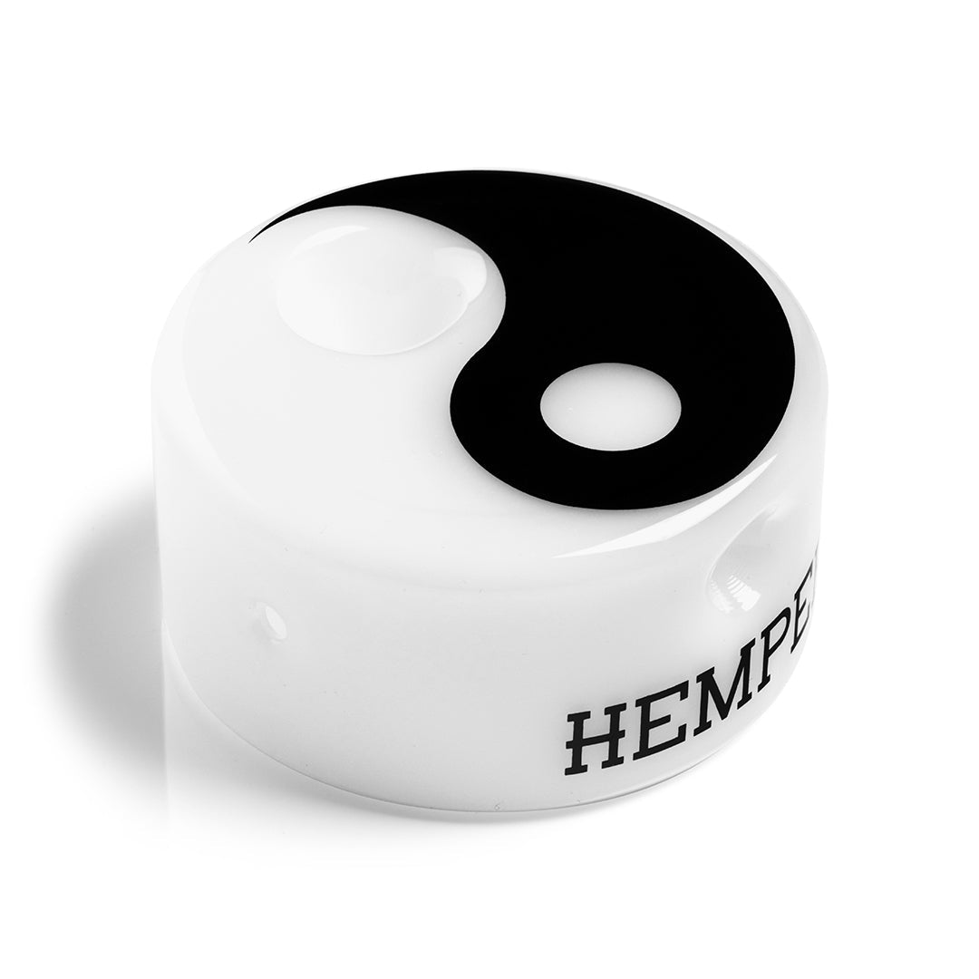 Hemper Zen Yin-Yang hand pipe in three quarter view above the Hemper wordmark