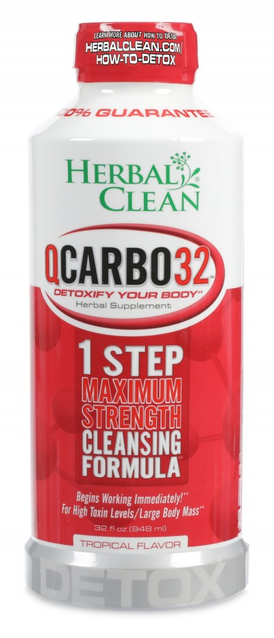 Herbal Clean QCarbo32 — tropical flavor detox drink, 32 oz maximum-strength cleansing beverage