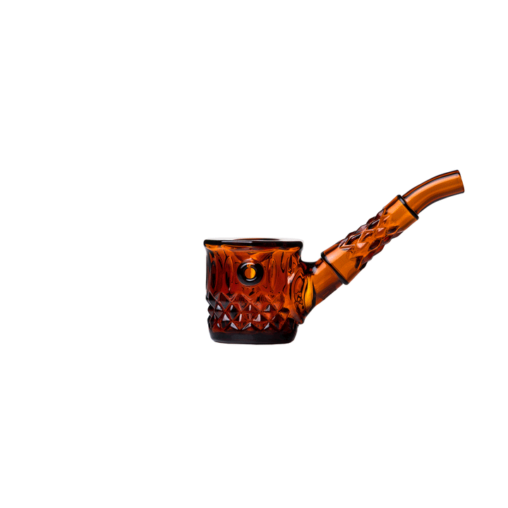 360 degree view of NWTN minimalist glass pipe inspired by highball glass in baltic amber color