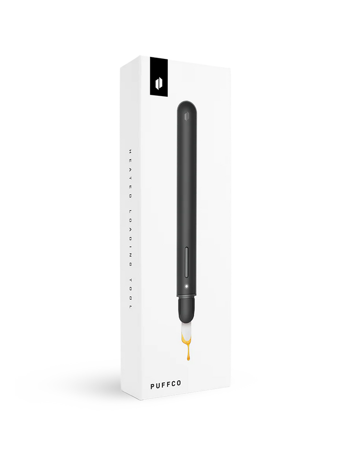 Puffco Hot Knife retail packaging showing device and USB-C charging compatibility