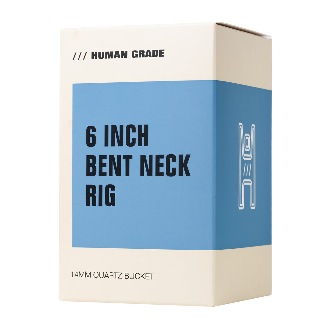 Front of the Human Grade Bent Neck rig retail box