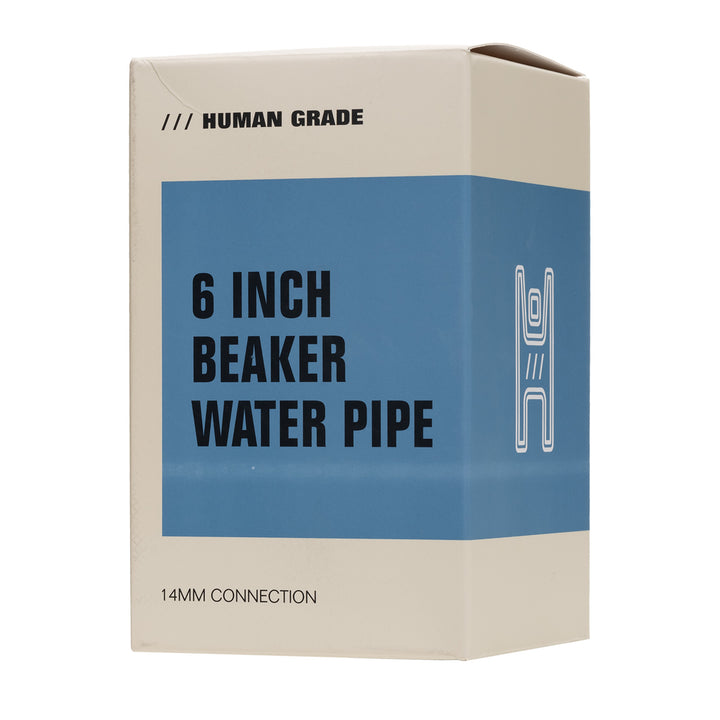 Front of the Human Grade retail packaging for the 6" Beaker Water Pipe