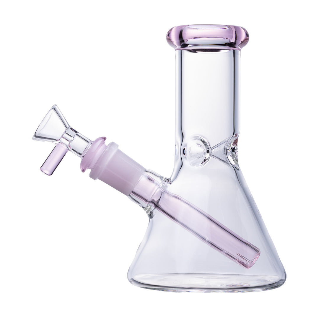 Human Grade 6" Beaker Water Pipe in the Clear and Pink colourway