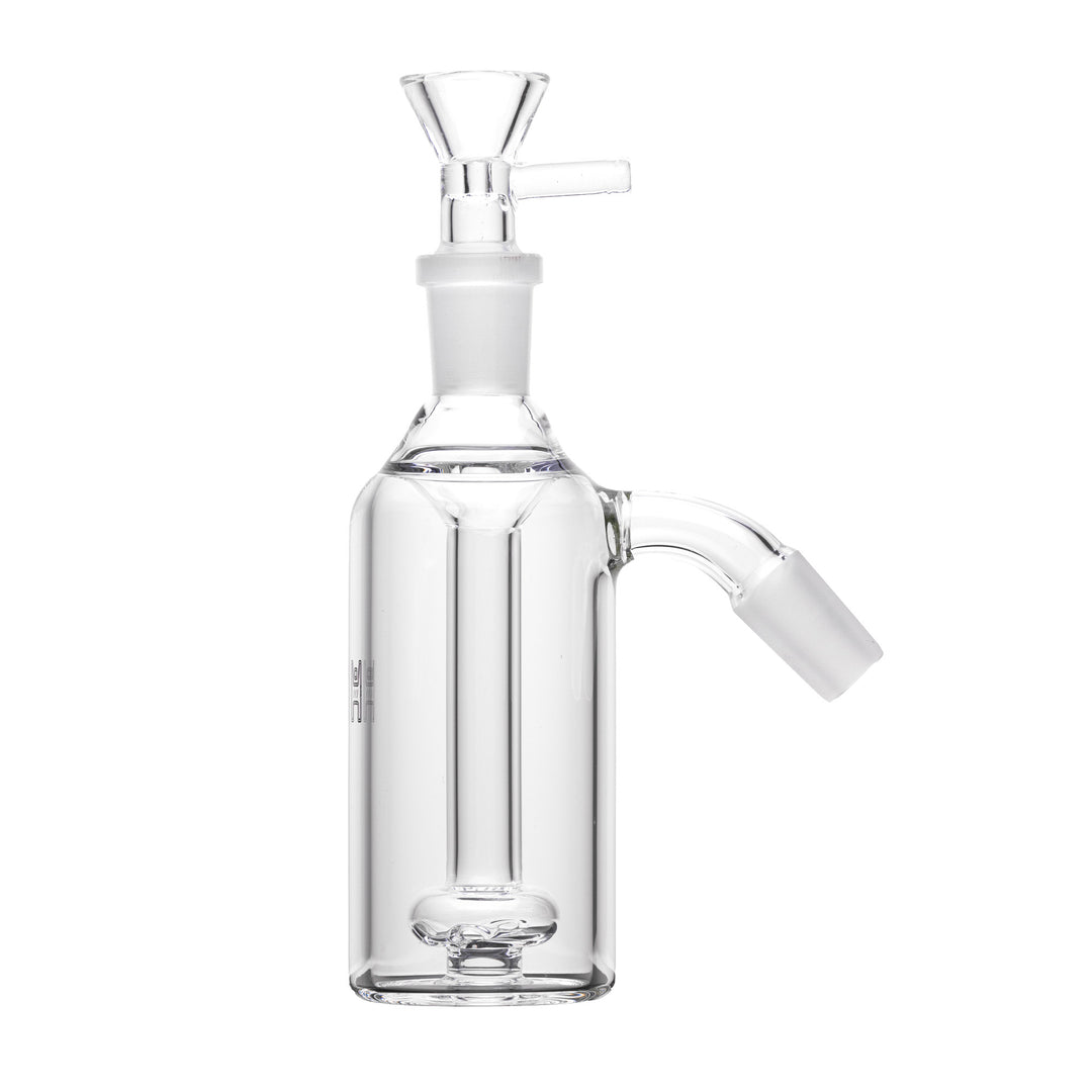 Human Grade Standard 14mm Ash Catcher, 45° version, left side view showing the angled male joint arm