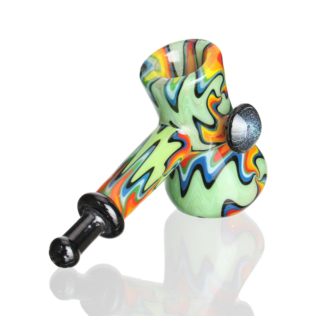 IC Glass Worked Hammer Bubbler Milky Green — worked hammer bubbler hand pipe, milky green colorway, hero shot