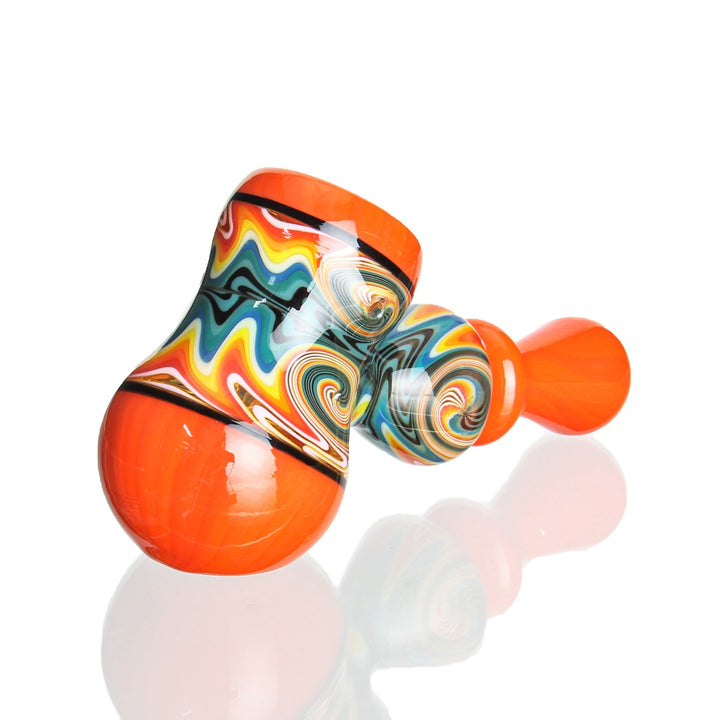 IC Glass Worked Hammer Bubbler Orange — worked hammer bubbler hand pipe, orange colorway, hero shot