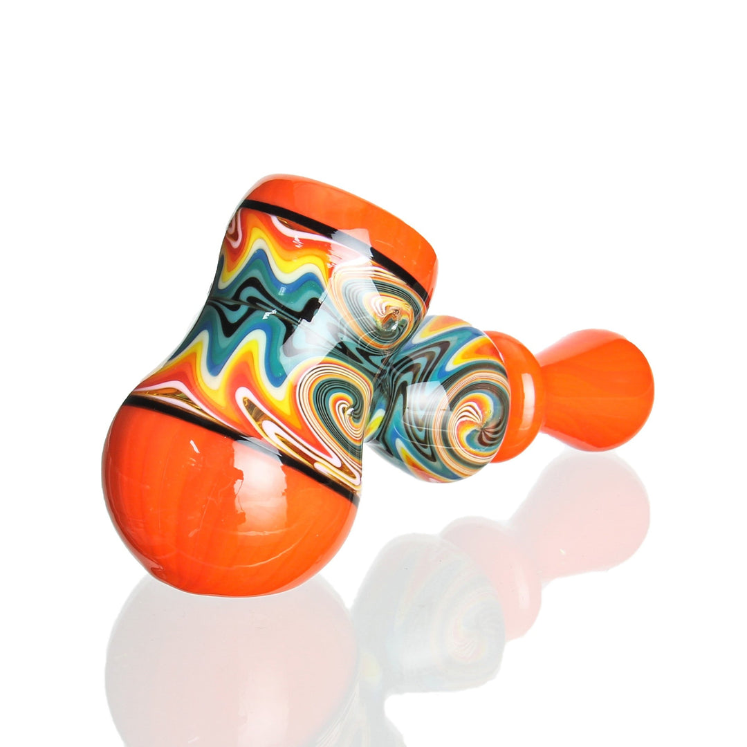 IC Glass Worked Hammer Bubbler Orange — worked hammer bubbler hand pipe, orange colorway, hero shot