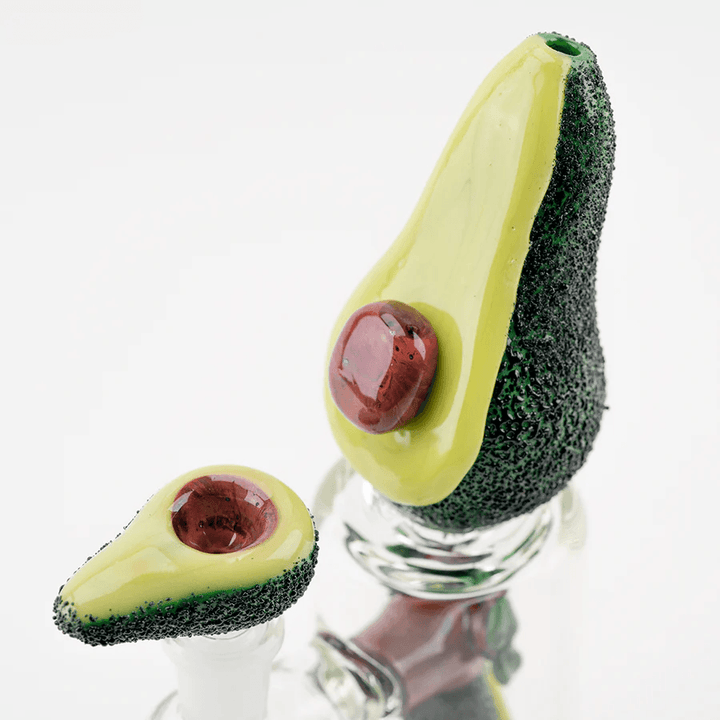 Empire Glassworks - Avocadope Mini Rig features a realistic avocado design with textured green skin and a glass pit. Ideal for avocado bong collectors.