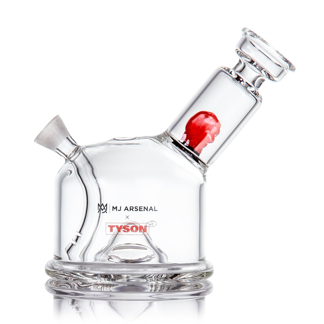 MJ Arsenal x Tyson 2.0 Punch-Out Blunt Bubbler featuring red boxing glove inside clear borosilicate glass